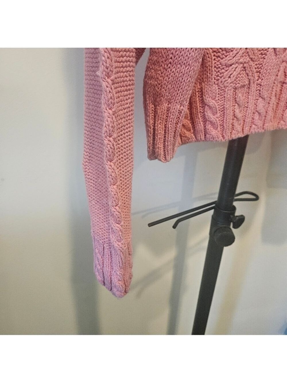 IDIOMS VINTAGE 80s WOMEN'S PINK CHUNKY CABLE KNIT TURTLENECK SWEATER SIZE MEDIUM - Picture 5 of 9